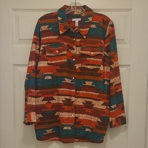 Canon Retreat Southwest Geometric Pattern Shacket Size Petite Med
